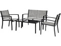 Conjunto de muebles bajos de jardín "Lino" - 4 plazas - Gris - Gris
