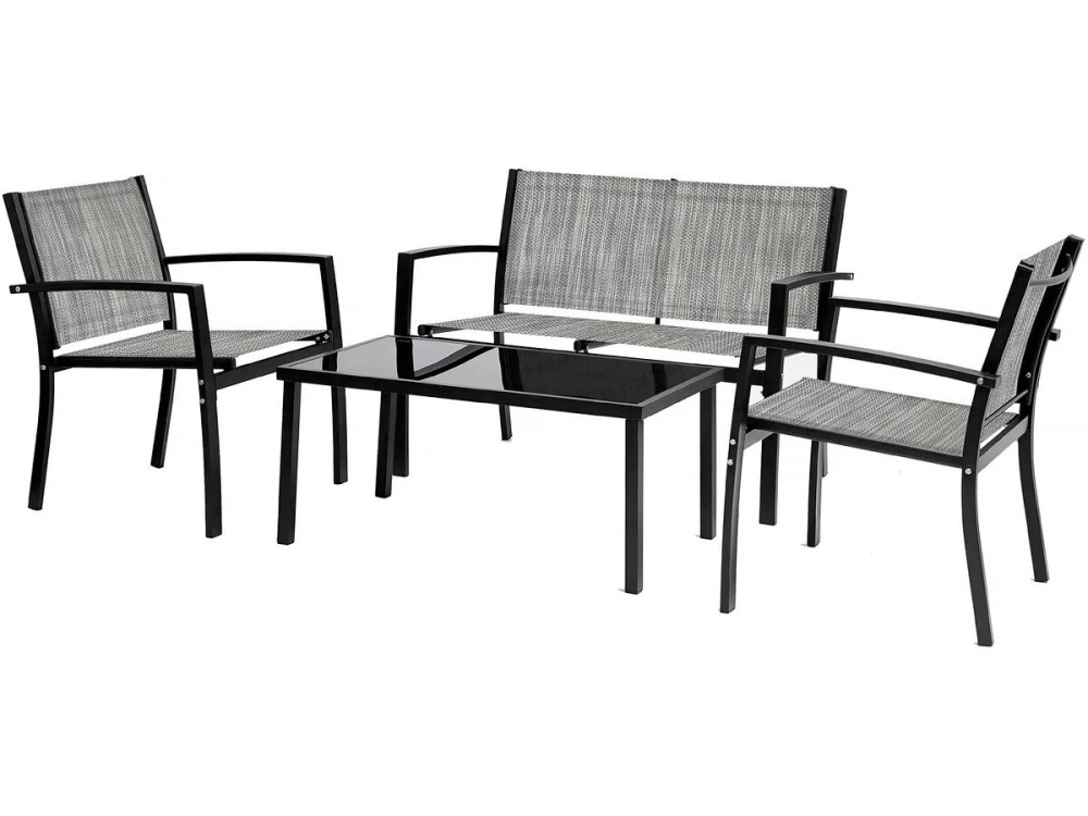 Conjunto de muebles bajos de jardín "Lino" - 4 plazas - Gris