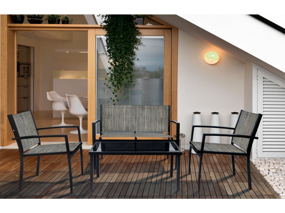 Conjunto de muebles bajos de jardín "Lino" - 4 plazas - Gris