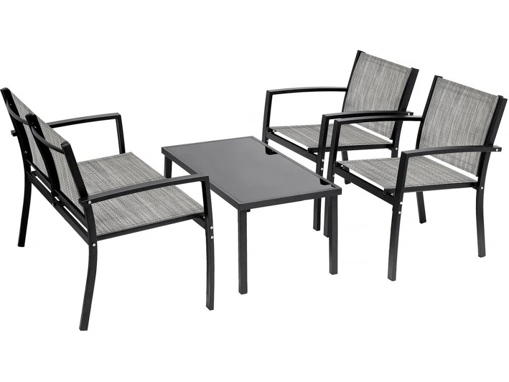 Conjunto de muebles bajos de jardín "Lino" - 4 plazas - Gris