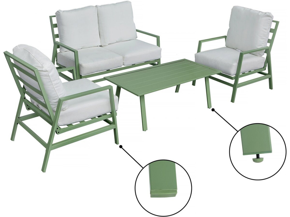 Conjunto de muebles de jardín de metal "Queens" - 4 plazas - Verde
