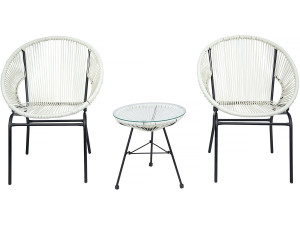 Conjunto de muebles de jardín Acapulco "Poli" - 2 plazas - Blanco