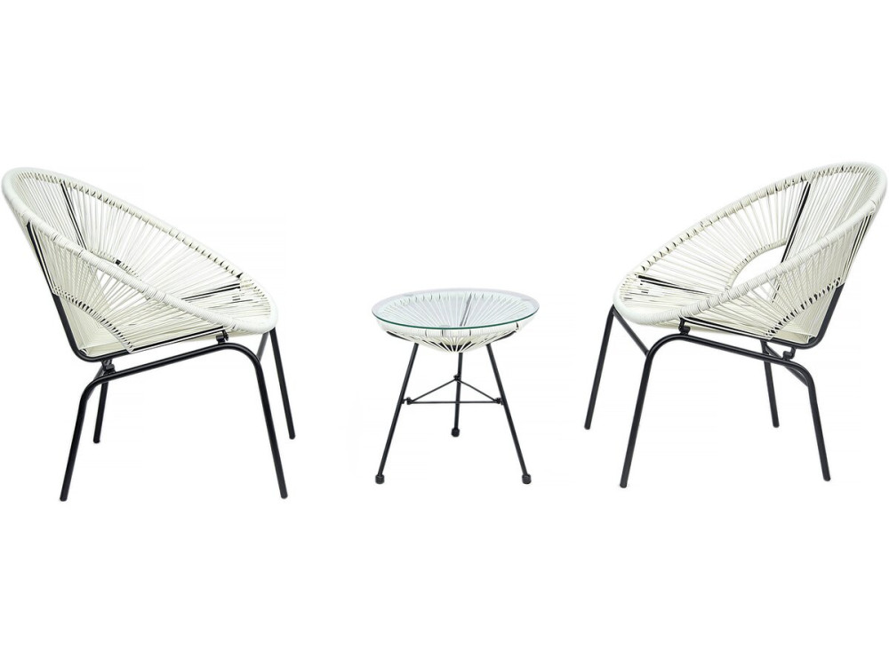 Conjunto de muebles de jardín Acapulco "Poli" - 2 plazas - Blanco