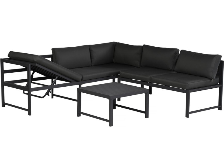 Conjunto de muebles de jardín de metal "Etna" - 6 plazas - Gris