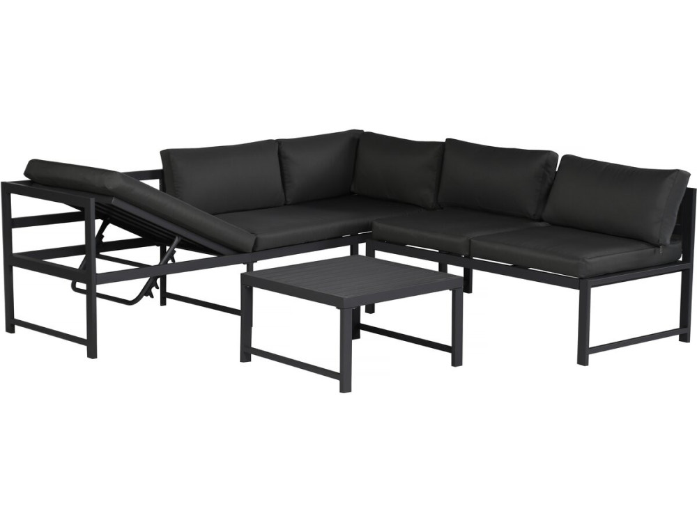 Conjunto de muebles de jardín de metal "Etna" - 6 plazas - Gris