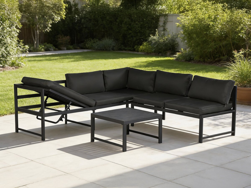 Conjunto de muebles de jardín de metal "Etna" - 6 plazas - Gris