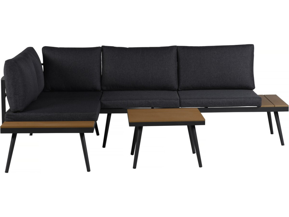 Sofá esquinero "Mira" muebles de jardín - imitación madera - 4 plazas - Gris
