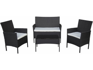 Conjunto de muebles de jardín de resina tejida "Toronto" - 4 plazas - Negro
