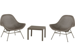 Lote de 2 sillones de jardín "Soléna" con mesa baja - Topo