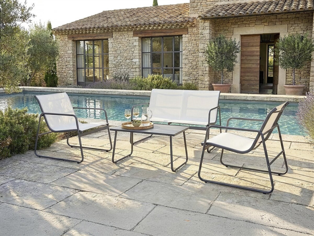 Conjunto de muebles de jardín de metal "Fortaleza" - 4 plazas - Beige