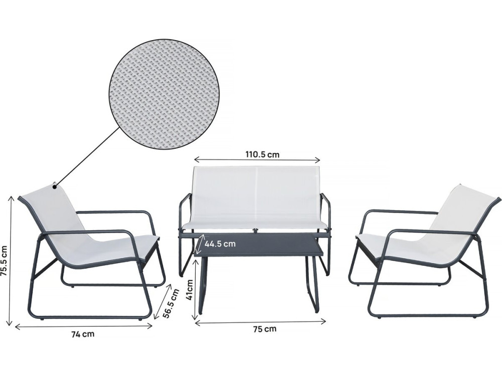 Conjunto de muebles de jardín de metal "Fortaleza" - 4 plazas - Beige