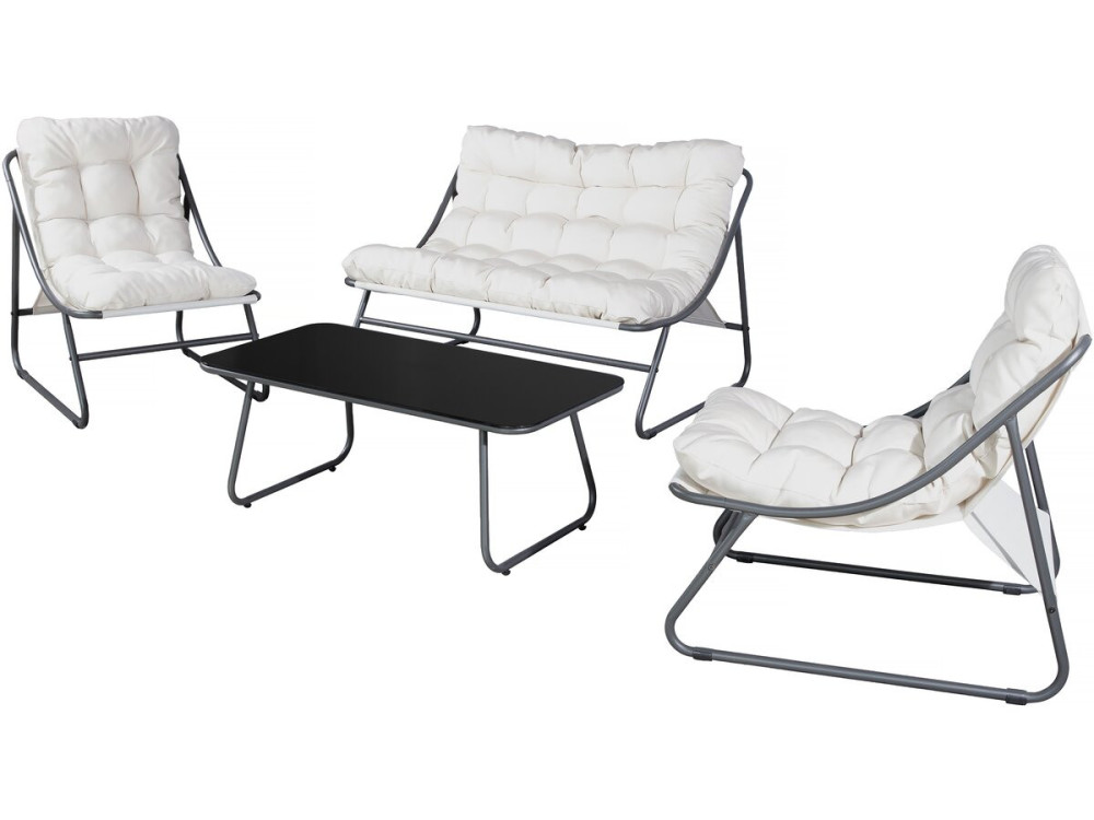 Conjunto de muebles de jardín de metal "Aria" con cojines - 4 plazas - Beige