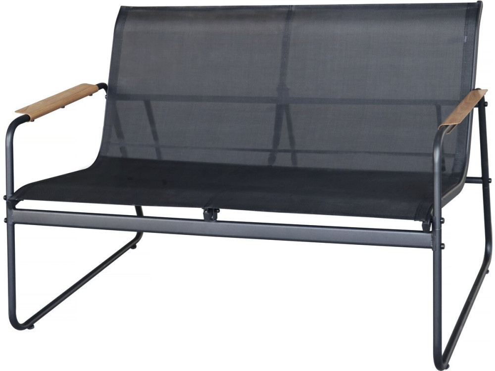 Conjunto de muebles de jardín de metal "Sparta" con decoración de imitación madera - 4 plazas - Negro