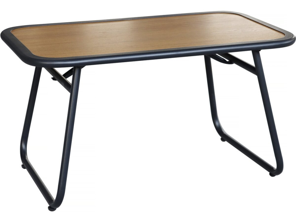 Conjunto de muebles de jardín de metal "Sparta" con decoración de imitación madera - 4 plazas - Negro
