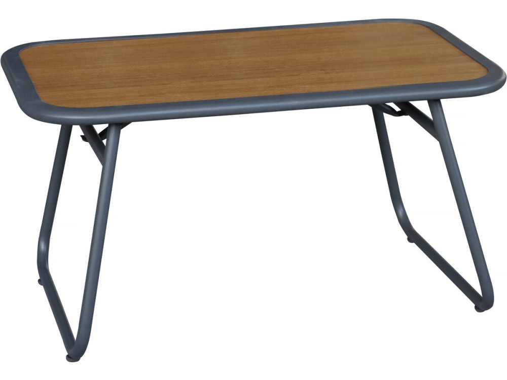 Conjunto de muebles de jardín de metal "Sparta" con decoración imitación madera - 4 plazas - Gris claro