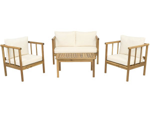 Conjunto de muebles de jardín de madera "Milano" con cojines - 4 plazas - Beige