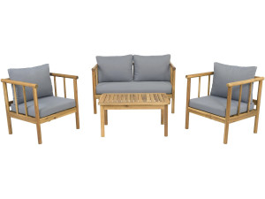 Conjunto de muebles de jardín de madera "Milano" con cojines - 4 plazas - Gris