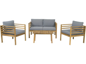 Conjunto de muebles de jardín de madera con cojines "Beckham" - 4 plazas - Gris