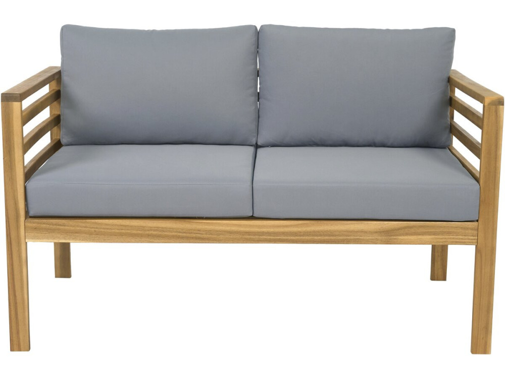 Conjunto de muebles de jardín de madera con cojines "Beckham" - 4 plazas - Gris