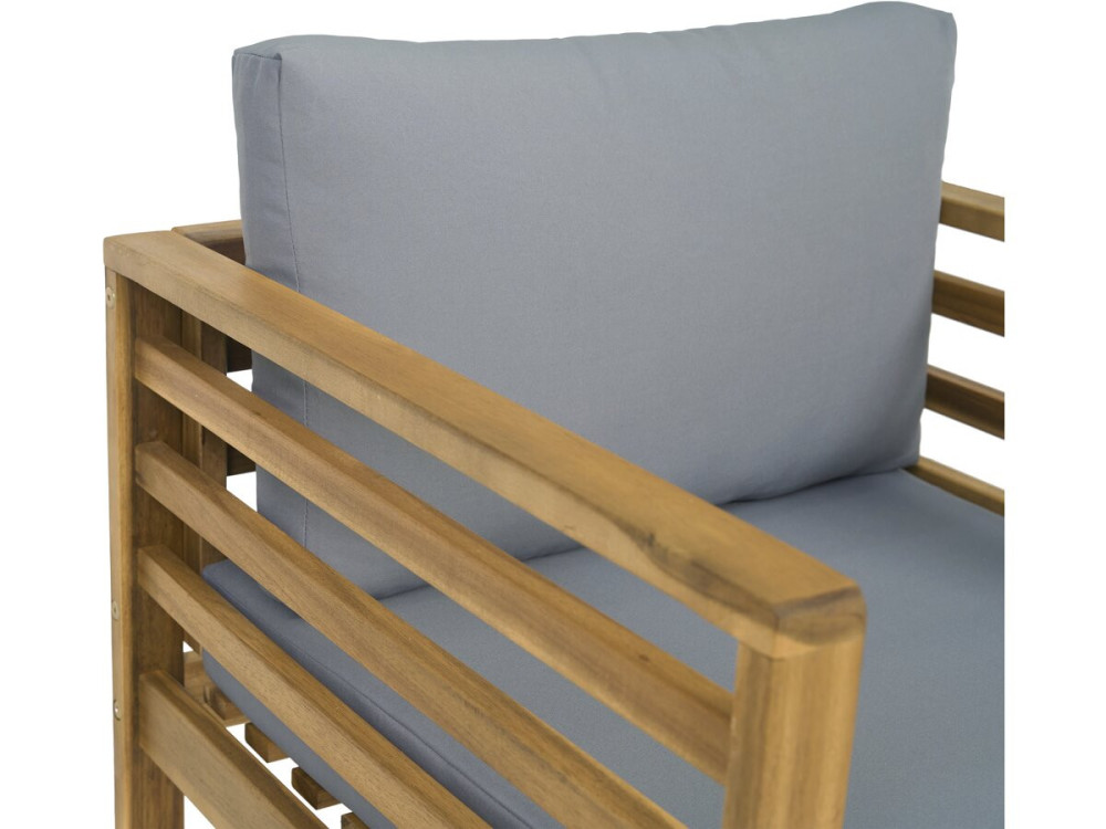 Conjunto de muebles de jardín de madera con cojines "Beckham" - 4 plazas - Gris