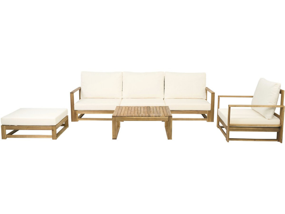 Conjunto de muebles de jardín modulares de madera "Bellingham" con cojines - 5 plazas - Beige