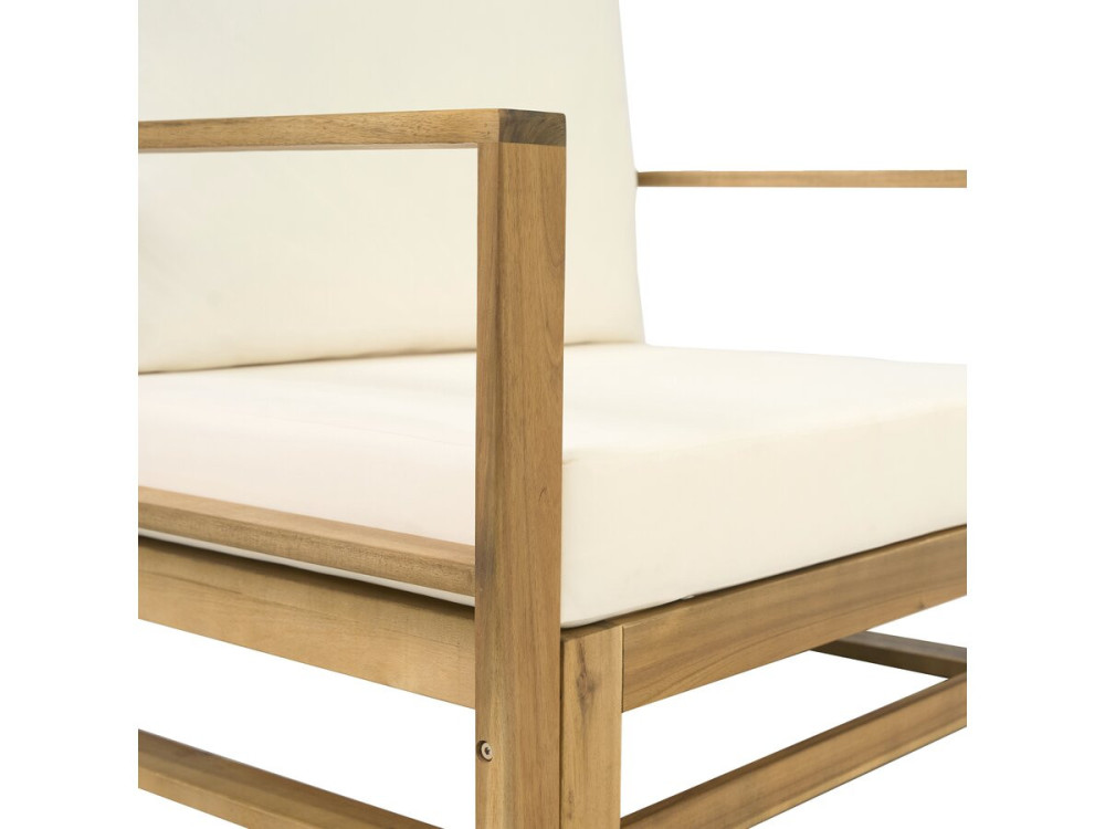 Conjunto de muebles de jardín modulares de madera "Bellingham" con cojines - 5 plazas - Beige