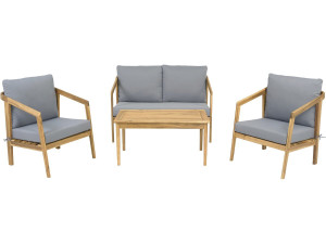 Conjunto de muebles de jardín de madera "Presley" con cojines - 4 plazas - Gris