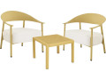 Conjunto de muebles de jardín "Céora" de metal y plástico - 2 plazas - Topo - Amarillo