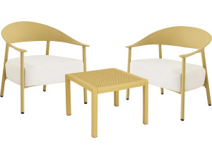 Conjunto de muebles de jardín "Céora" de metal y plástico - 2 plazas - Amarillo