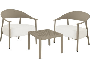 Conjunto de muebles de jardín "Céora" de metal y plástico - 2 plazas - Topo