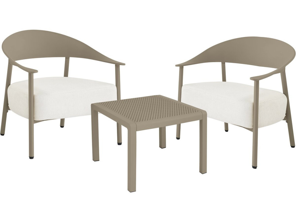 Conjunto de muebles de jardín "Céora" de metal y plástico - 2 plazas - Topo