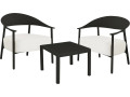 Conjunto de muebles de jardín "Céora" de metal y plástico - 2 plazas - Topo - Negro