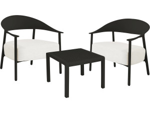 Conjunto de muebles de jardín "Céora" de metal y plástico - 2 plazas - Negro