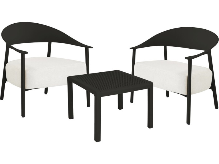 Conjunto de muebles de jardín "Céora" de metal y plástico - 2 plazas - Negro