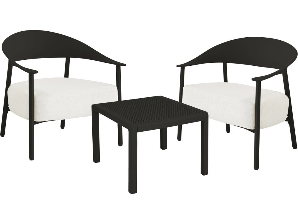 Conjunto de muebles de jardín "Céora" de metal y plástico - 2 plazas - Negro