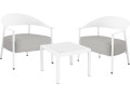 Conjunto de muebles de jardín "Céora" de metal y plástico - 2 plazas - Topo - Blanco