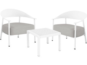 Conjunto de muebles de jardín "Céora" de metal y plástico - 2 plazas - Blanco
