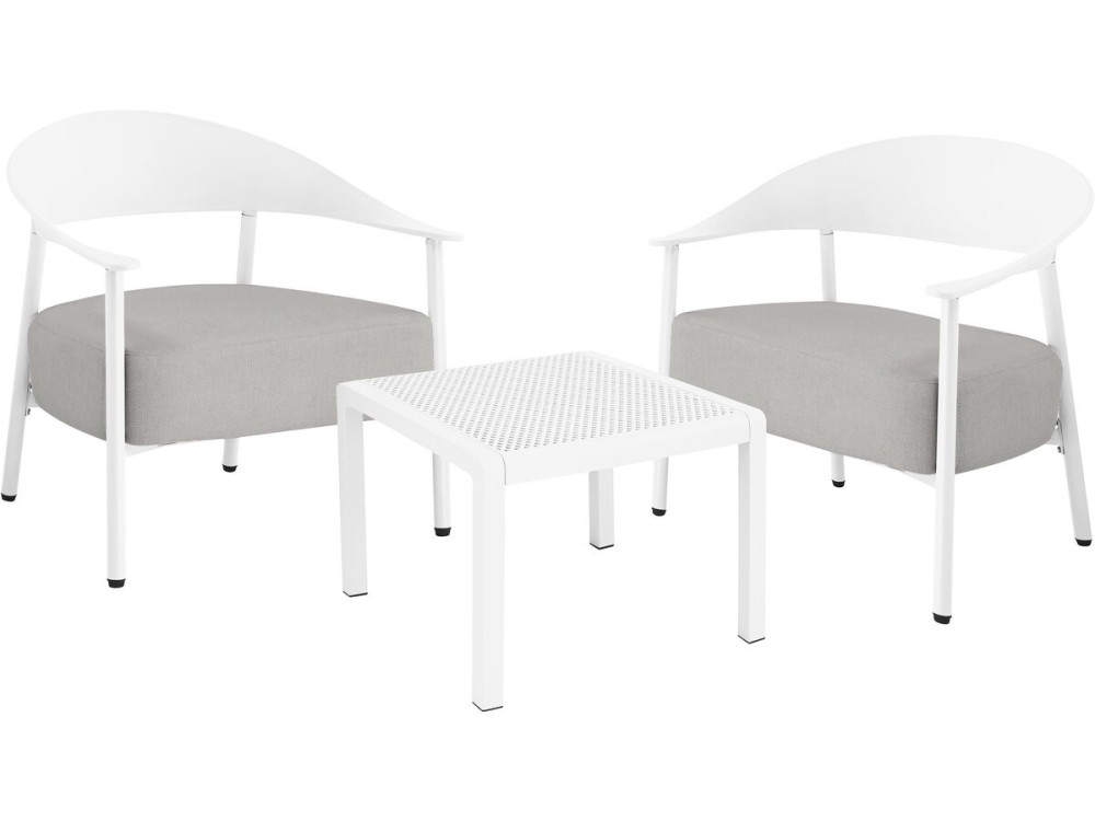 Conjunto de muebles de jardín "Céora" de metal y plástico - 2 plazas - Blanco