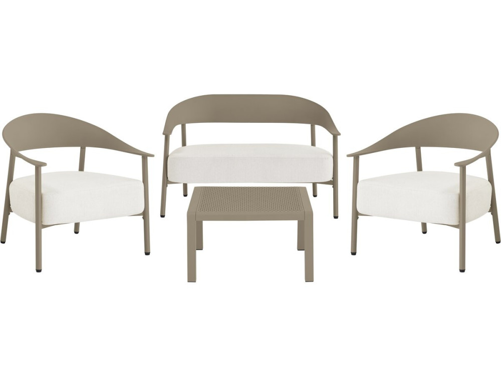Conjunto de muebles de jardín "Céora" de metal y plástico - 4 plazas - Topo