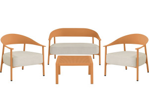 Conjunto de muebles de jardín "Céora" de metal y plástico - 4 plazas - Naranja