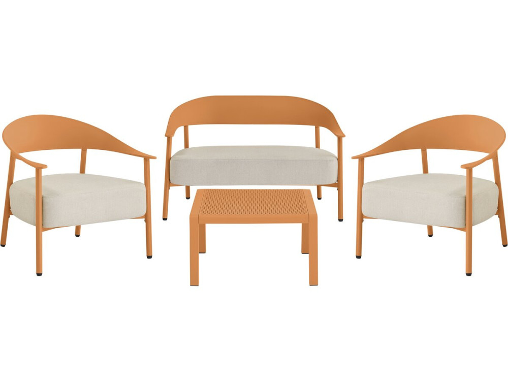 Conjunto de muebles de jardín "Céora" de metal y plástico - 4 plazas - Naranja
