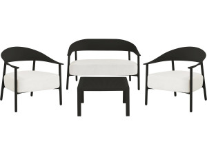 Conjunto de muebles de jardín "Céora" de metal y plástico - 4 plazas - Negro
