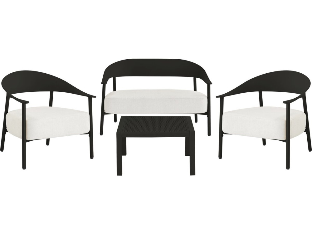 Conjunto de muebles de jardín "Céora" de metal y plástico - 4 plazas - Negro