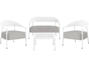Conjunto de muebles de jardín "Céora" de metal y plástico - 4 plazas - Blanco