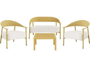 Conjunto de muebles de jardín "Céora" de metal y plástico - 4 plazas - Amarillo