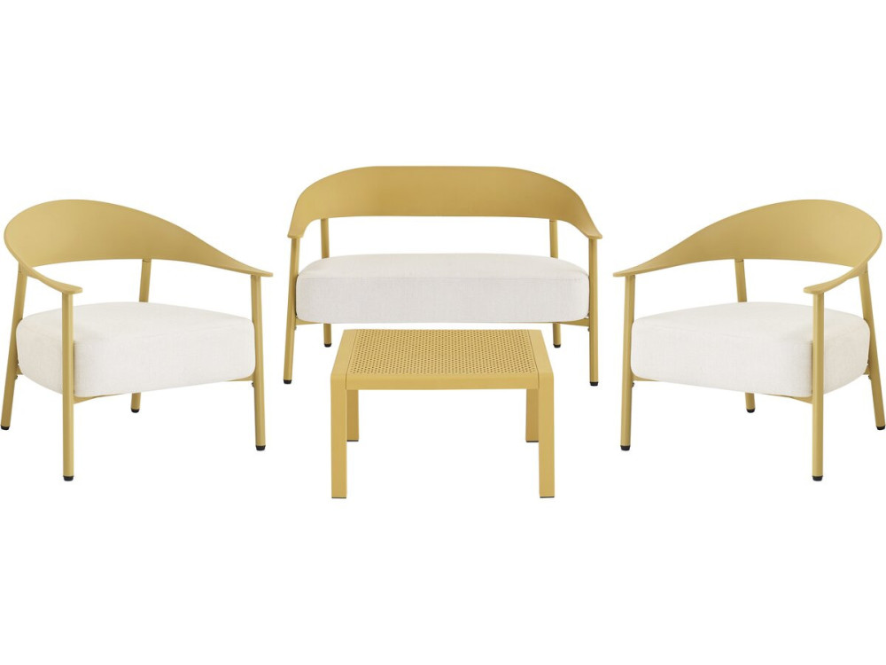 Conjunto de muebles de jardín "Céora" de metal y plástico - 4 plazas - Amarillo