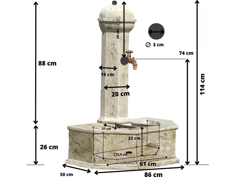 Fuente "Provenza" - 0,86 x 0,51 x 1,13 m