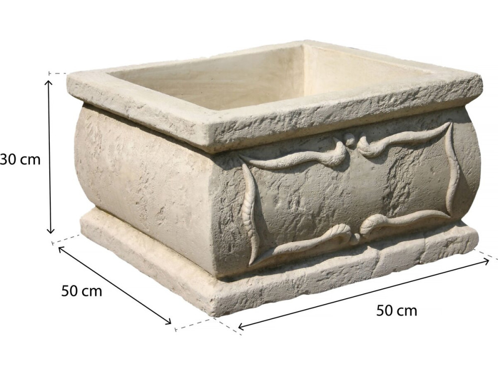 Jardinera "Verona" - piedra - 50 x 50 x 30 cm