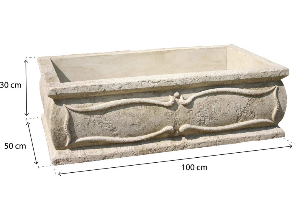 Jardinera grande "Verona - piedra - 50 x 100 x 30 cm