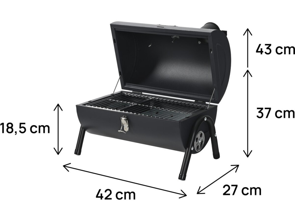 Barbacoa de carbón portátil "Capitán" - 42 x 27 x 43 cm - Negro